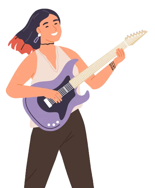 girl playing guitar flat image